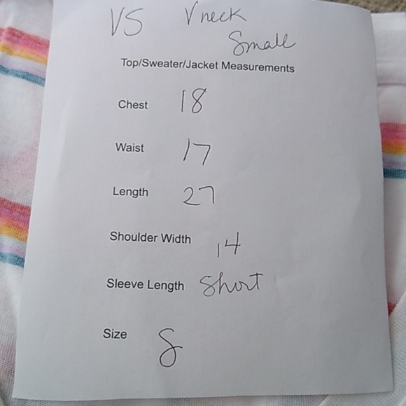 Junior's PINK Victoria's Secret Striped V Neck Tee shirt, White Multi,  Small - Picture 6 of 6